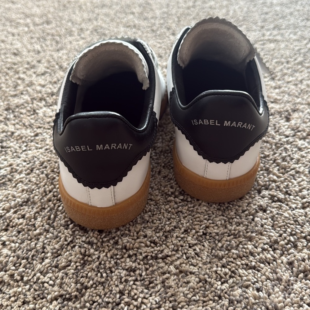 Isabel Marant White, Beige & Gum Leather Velcro Sneakers - Picture 3 of 4